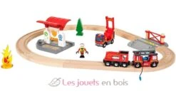Bahn Feuerwehr Set - Brio 19 Bahn Feuerwehr Set - Brio -Brio Verkaufsgeschäft circuit pompier lutte contre feu circuit de train en bois ambiance pompiers complet